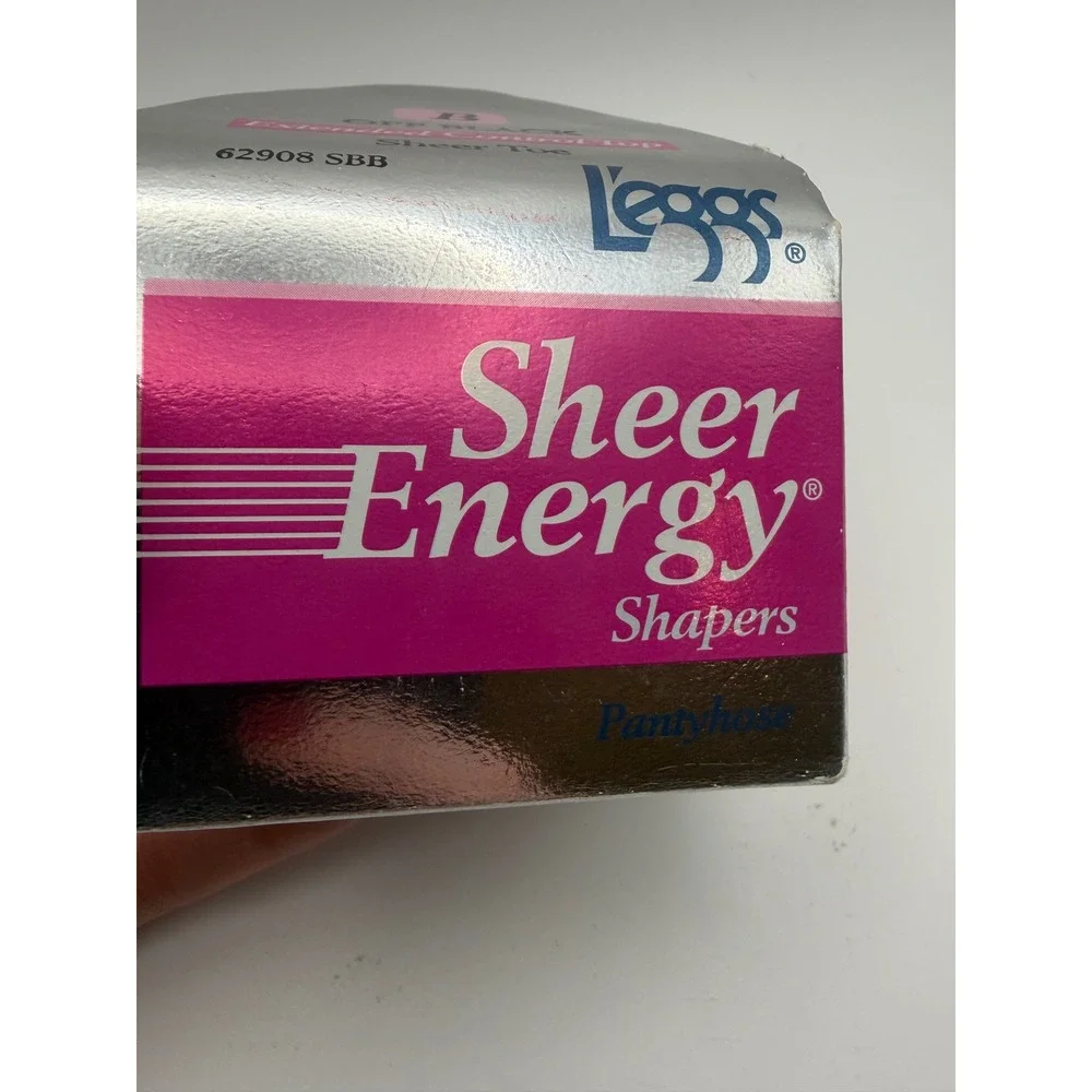 Vintage Leggs Sheer Energy Control Top Pantyhose Sheer Toe Off Black Size B 1994